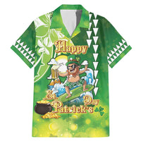 Hawaii Saint Patrick's Day Family Matching Mermaid Dress and Hawaiian Shirt Funny Surfing Leprechaun LT05 Dad's Shirt - Short Sleeve Green - Polynesian Pride