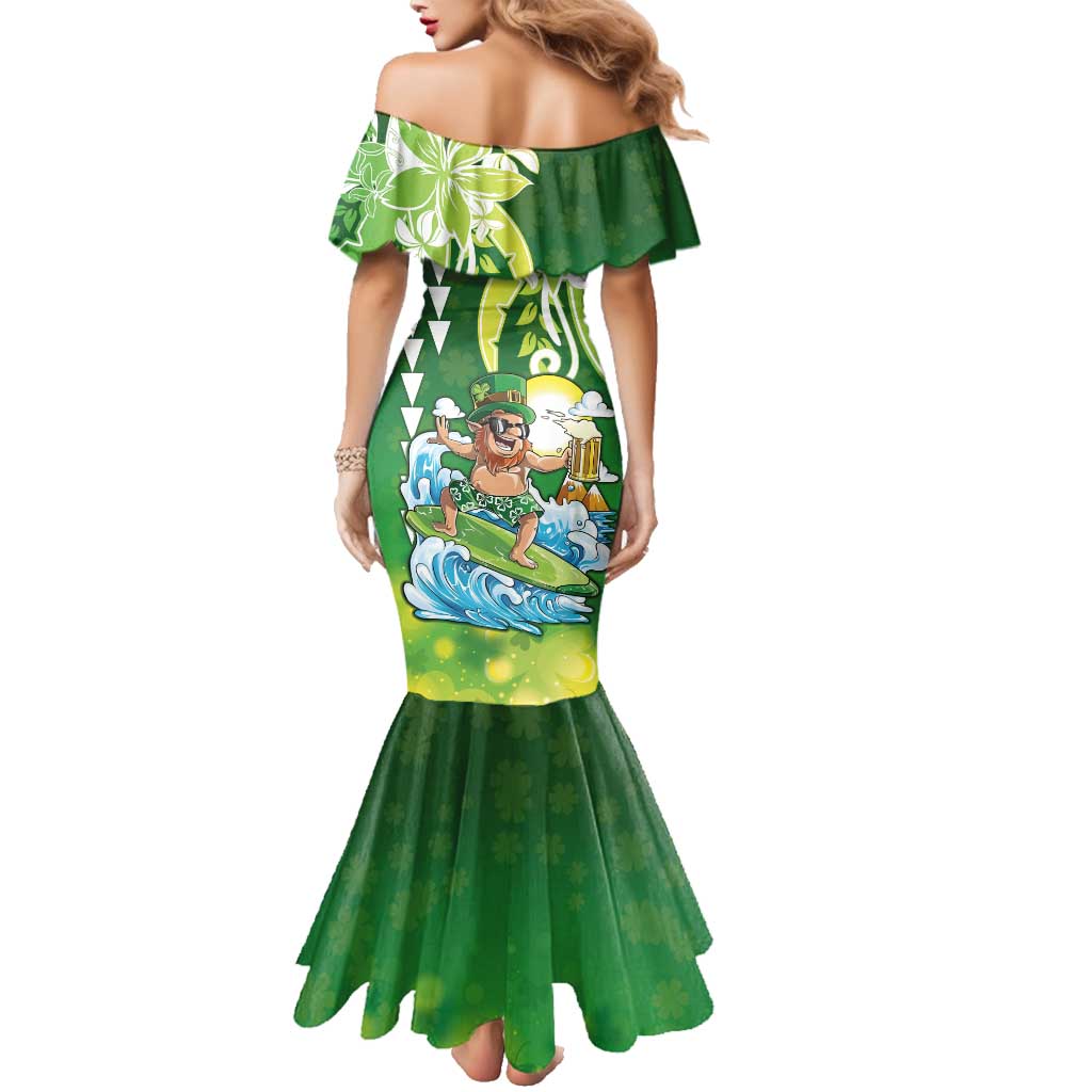 Hawaii Saint Patrick's Day Family Matching Mermaid Dress and Hawaiian Shirt Funny Surfing Leprechaun LT05 - Polynesian Pride