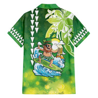 Hawaii Saint Patrick's Day Family Matching Off The Shoulder Long Sleeve Dress and Hawaiian Shirt Funny Surfing Leprechaun LT05 - Polynesian Pride