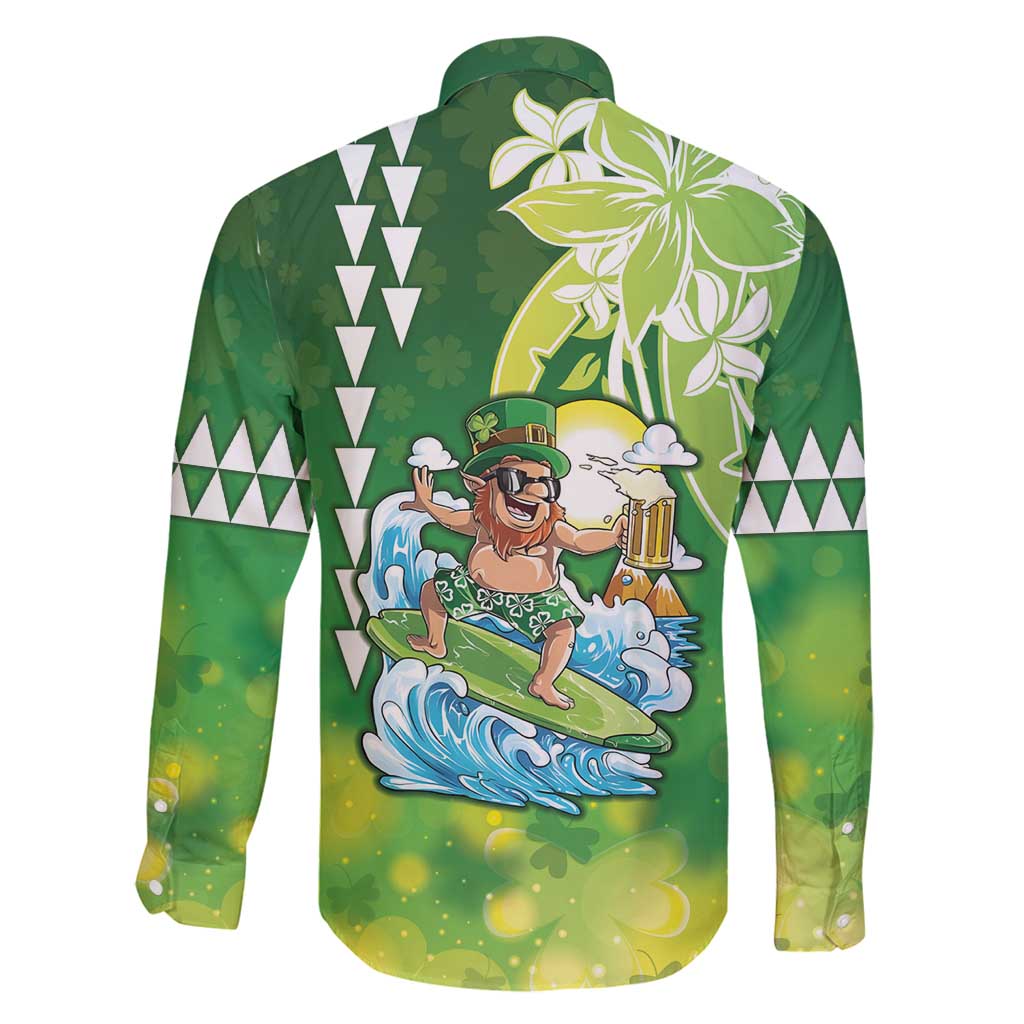 Hawaii Saint Patrick's Day Family Matching Tank Maxi Dress and Hawaiian Shirt Funny Surfing Leprechaun