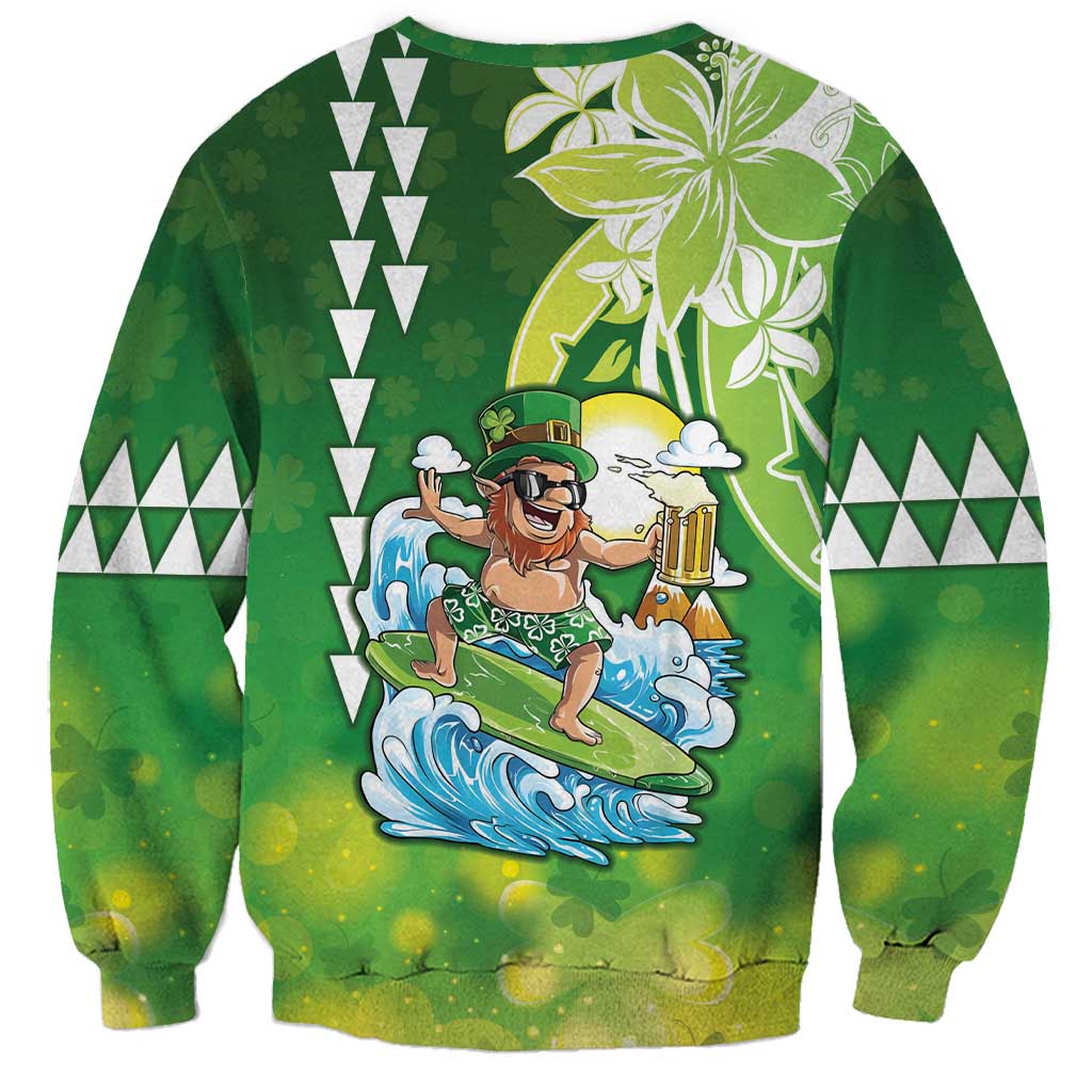 Hawaii Saint Patrick's Day Sweatshirt Funny Surfing Leprechaun