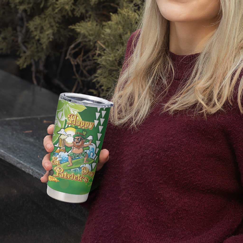 Hawaii Saint Patrick's Day Tumbler Cup Funny Surfing Leprechaun