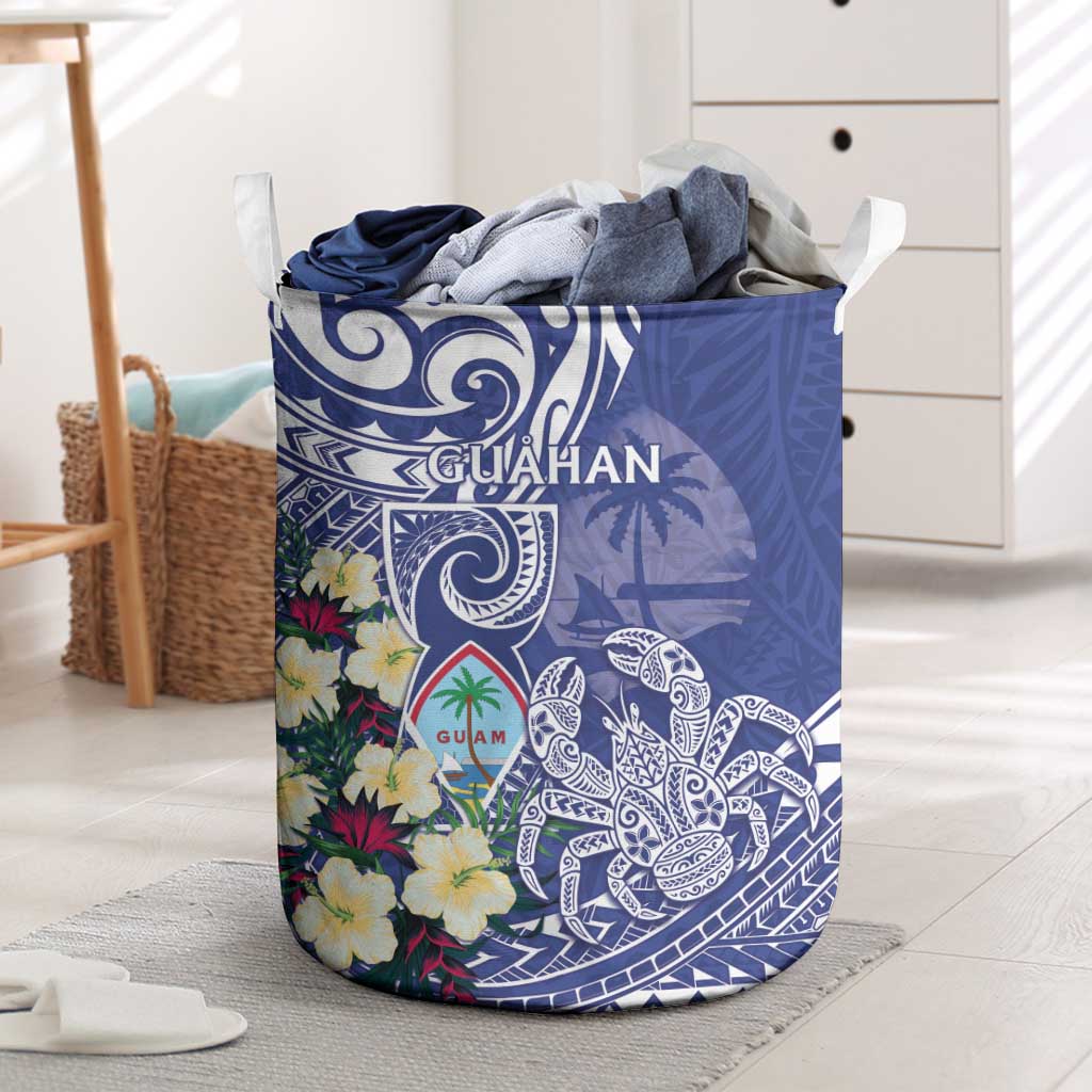 Hafa Adai Guam Laundry Basket Latte Stone With Coconut Crab