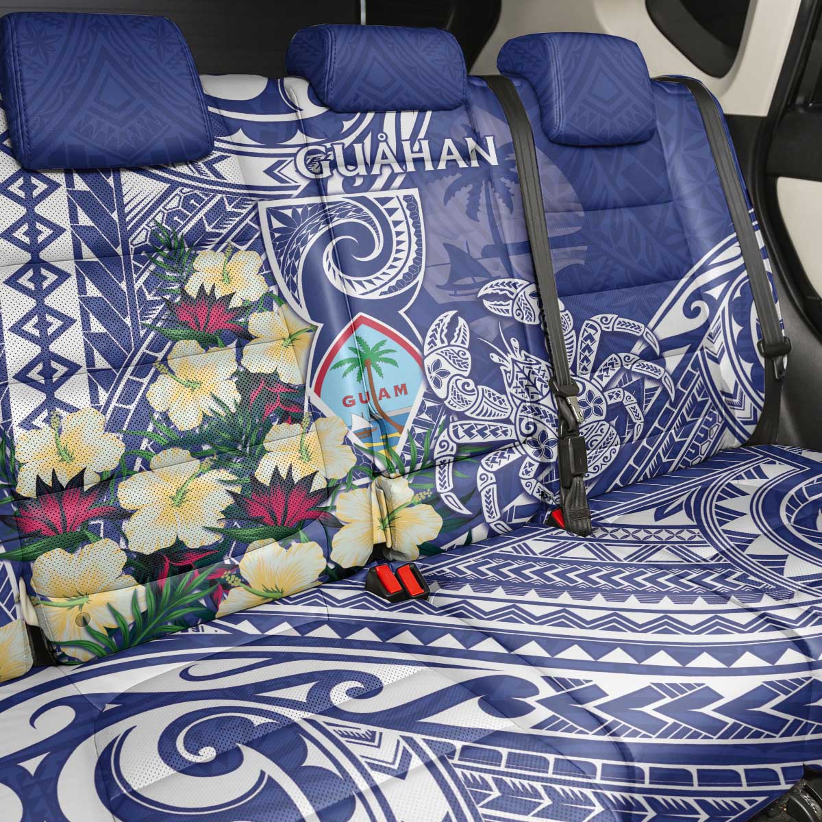 Hafa Adai Guam Back Car Seat Cover Latte Stone With Coconut Crab