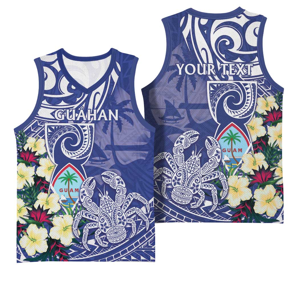 Personalised Hafa Adai Guam Basketball Jersey Latte Stone With Coconut Crab