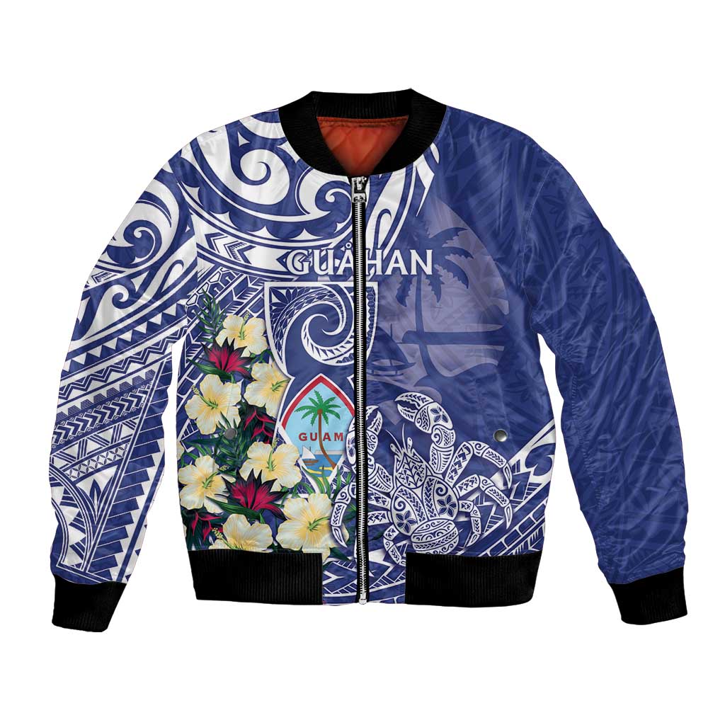 Personalised Hafa Adai Guam Bomber Jacket Latte Stone With Coconut Crab