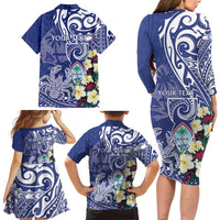 Personalised Hafa Adai Guam Family Matching Long Sleeve Bodycon Dress and Hawaiian Shirt Latte Stone With Coconut Crab LT05 - Polynesian Pride