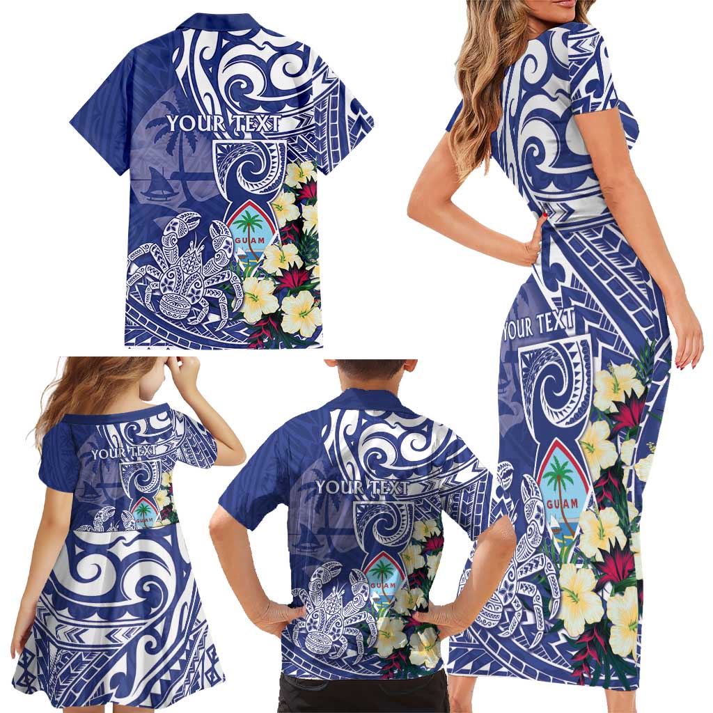 Personalised Hafa Adai Guam Family Matching Short Sleeve Bodycon Dress and Hawaiian Shirt Latte Stone With Coconut Crab LT05 - Polynesian Pride