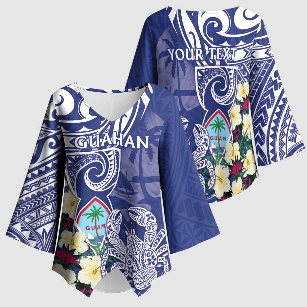 Personalised Hafa Adai Guam Kimono Sleeve Blouse Latte Stone With Coconut Crab