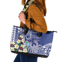 Hafa Adai Guam Leather Tote Bag Latte Stone With Coconut Crab