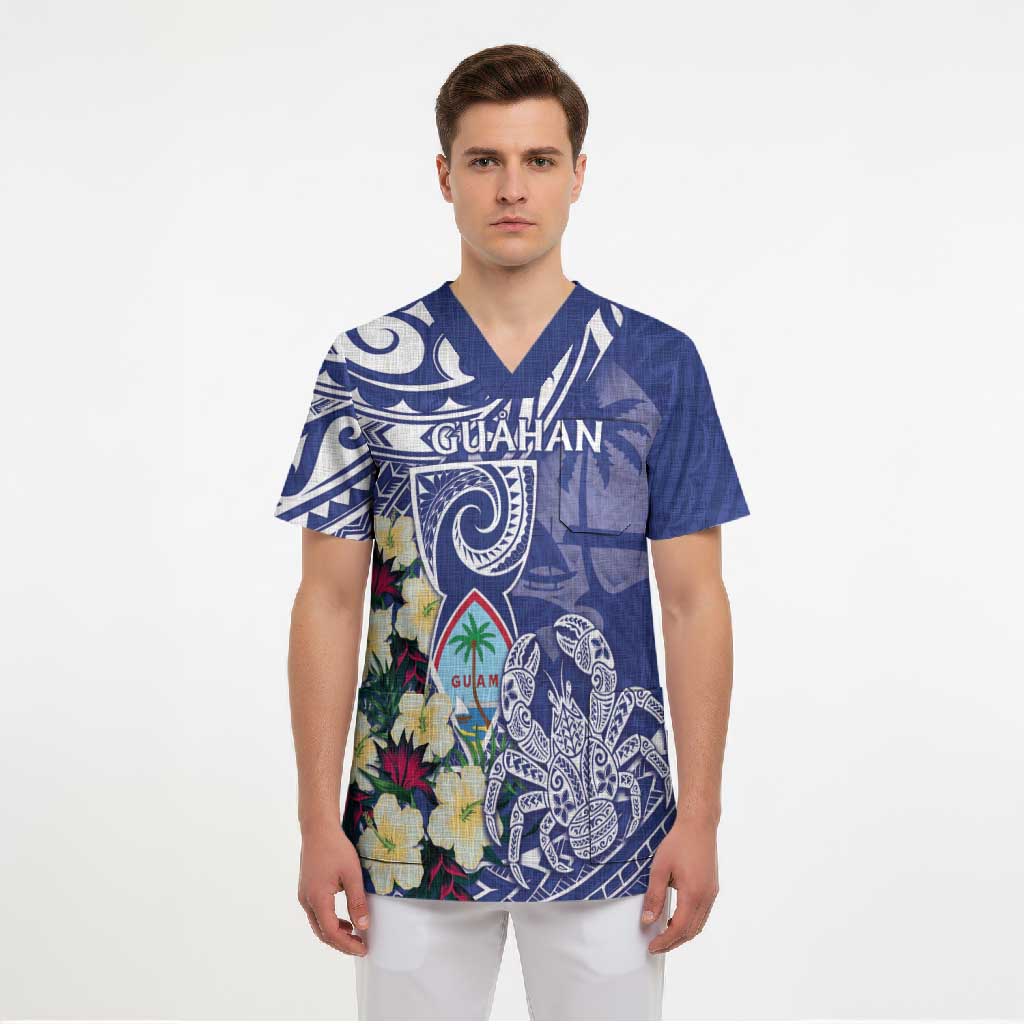 Personalised Hafa Adai Guam Scrub Top Latte Stone With Coconut Crab