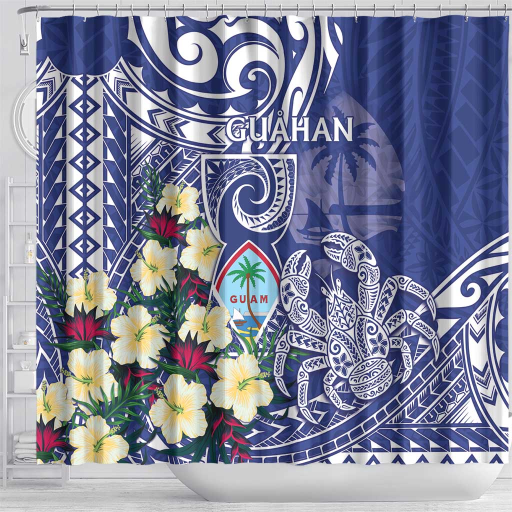 Hafa Adai Guam Shower Curtain Latte Stone With Coconut Crab