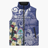 Personalised Hafa Adai Guam Sleeveless Puffer Jacket Latte Stone With Coconut Crab