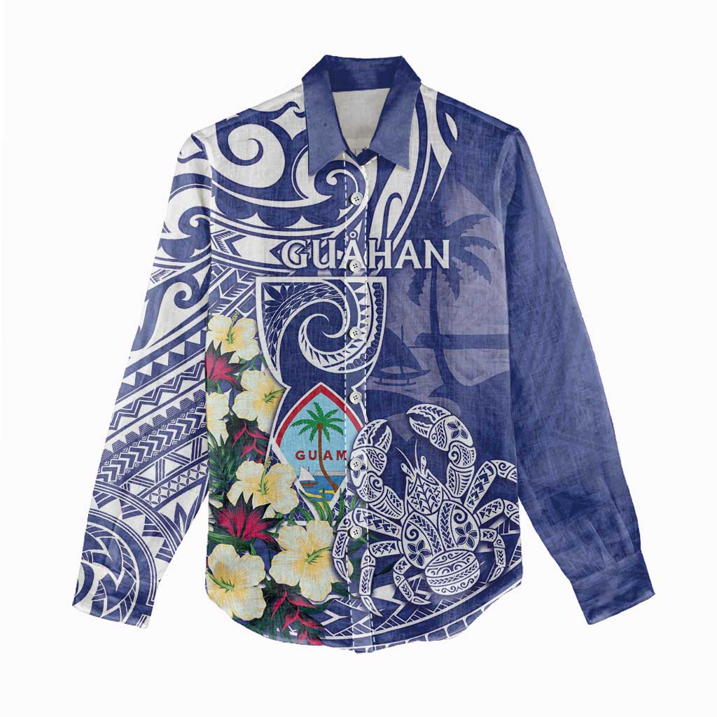 Personalised Hafa Adai Guam Women Casual Shirt Latte Stone With Coconut Crab