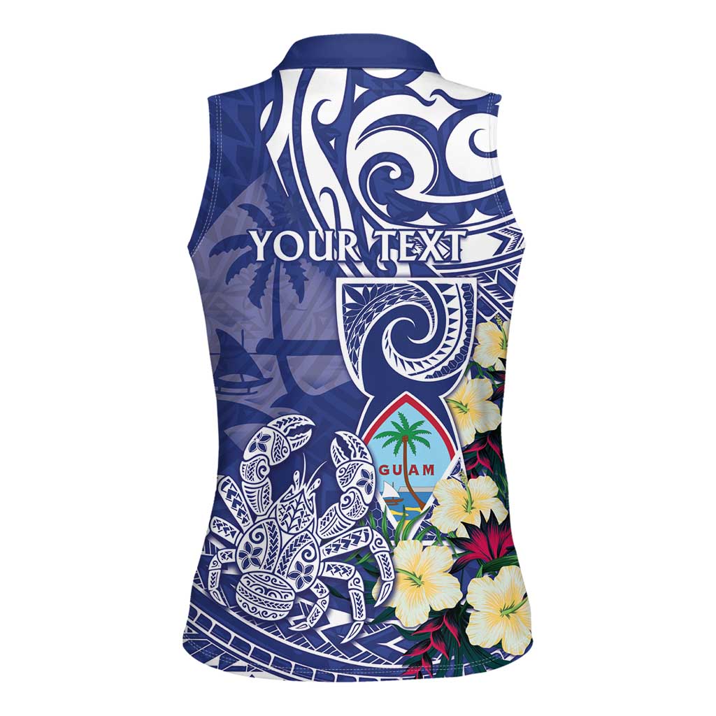 Personalised Hafa Adai Guam Women Sleeveless Polo Shirt Latte Stone With Coconut Crab
