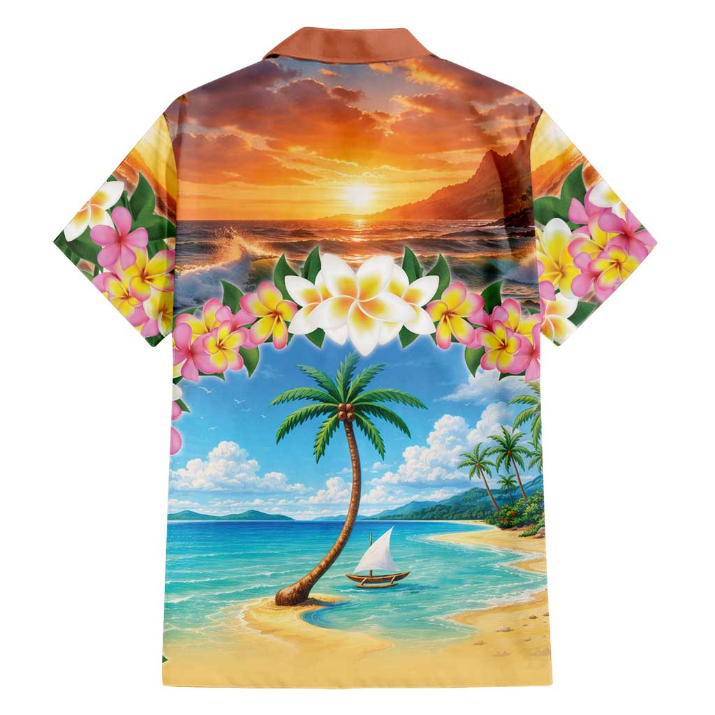 Guam Family Matching Long Sleeve Bodycon Dress and Hawaiian Shirt Eternal Summer Sunset Beach