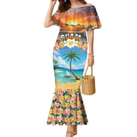Guam Family Matching Mermaid Dress and Hawaiian Shirt Eternal Summer Sunset Beach