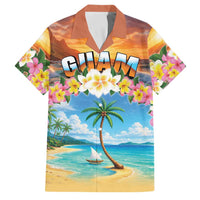 Guam Family Matching Off The Shoulder Long Sleeve Dress and Hawaiian Shirt Eternal Summer Sunset Beach LT05 Dad's Shirt - Short Sleeve Colorful - Polynesian Pride