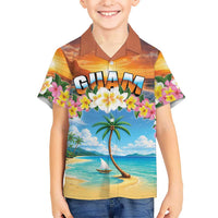 Guam Family Matching Summer Maxi Dress and Hawaiian Shirt Eternal Summer Sunset Beach