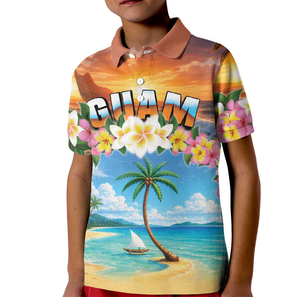 Guam Kid Polo Shirt Eternal Summer Sunset Beach