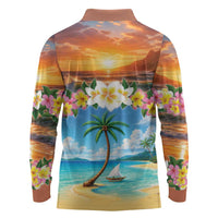 Guam Long Sleeve Polo Shirt Eternal Summer Sunset Beach