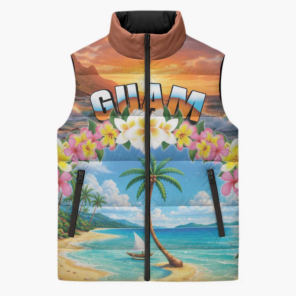Guam Sleeveless Puffer Jacket Eternal Summer Sunset Beach