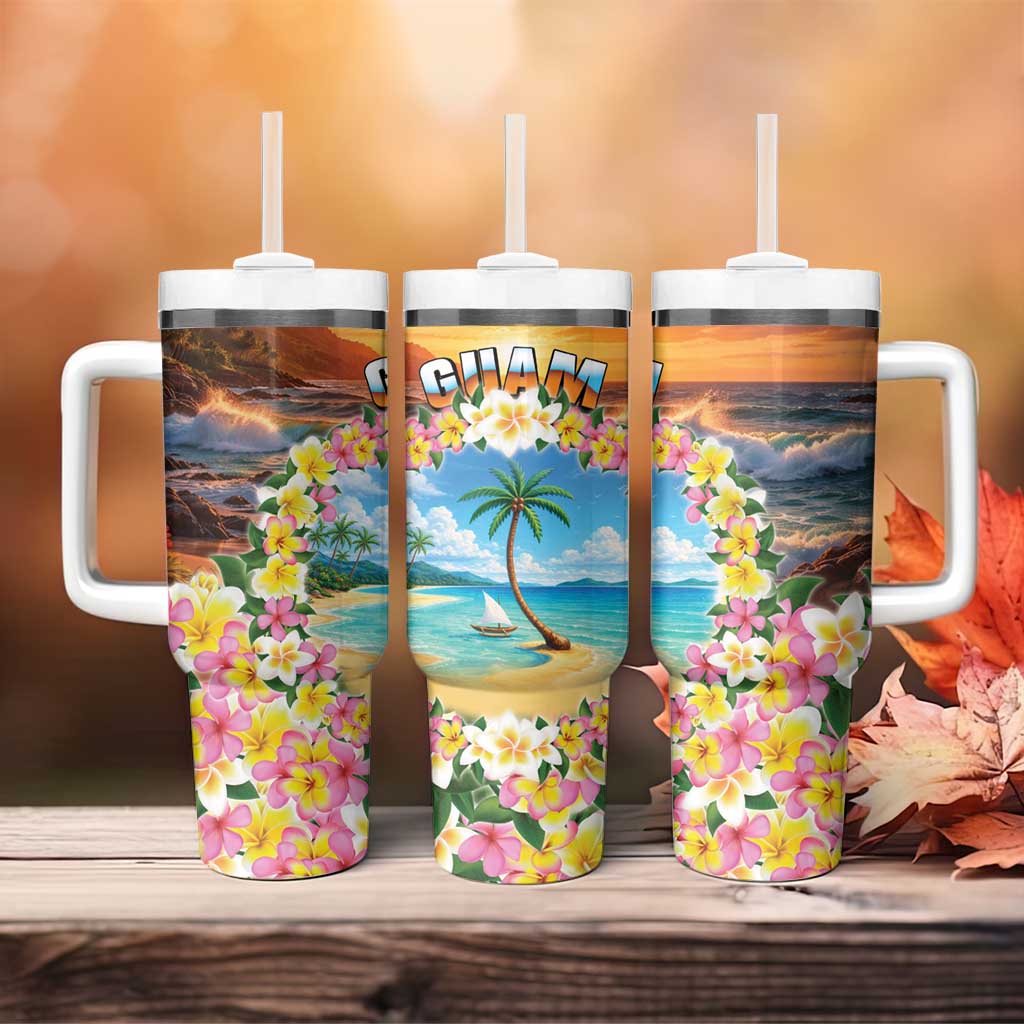 Guam Tumbler With Handle Eternal Summer Sunset Beach