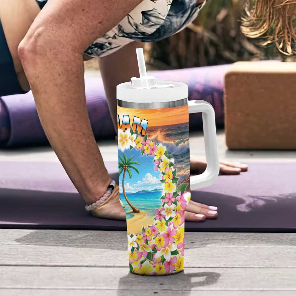 Guam Tumbler With Handle Eternal Summer Sunset Beach