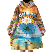 Guam Wearable Blanket Hoodie Eternal Summer Sunset Beach
