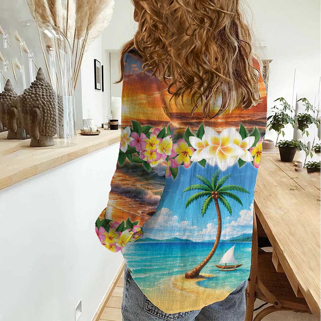 Guam Women Casual Shirt Eternal Summer Sunset Beach