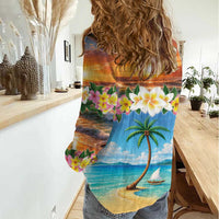 Guam Women Casual Shirt Eternal Summer Sunset Beach