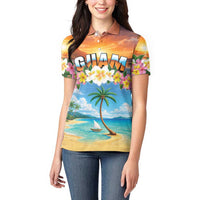 Guam Women Polo Shirt Eternal Summer Sunset Beach