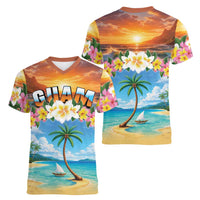 Guam Women V-Neck T-Shirt Eternal Summer Sunset Beach