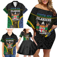 Personalised South Sea Islanders And Fiji Family Matching Off Shoulder Short Dress and Hawaiian Shirt Kanakas Fijian Tapa Pattern LT05 - Polynesian Pride