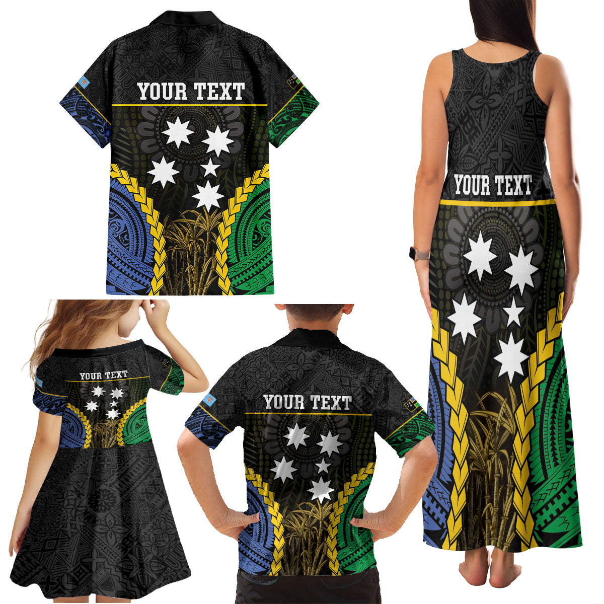 Personalised South Sea Islanders And Fiji Family Matching Tank Maxi Dress and Hawaiian Shirt Kanakas Fijian Tapa Pattern LT05 - Polynesian Pride