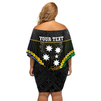 Personalised South Sea Islanders And Fiji Off Shoulder Short Dress Kanakas Fijian Tapa Pattern
