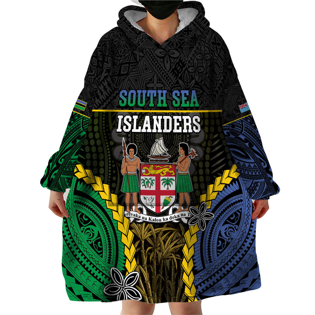 Personalised South Sea Islanders And Fiji Wearable Blanket Hoodie Kanakas Fijian Tapa Pattern LT05 - Polynesian Pride