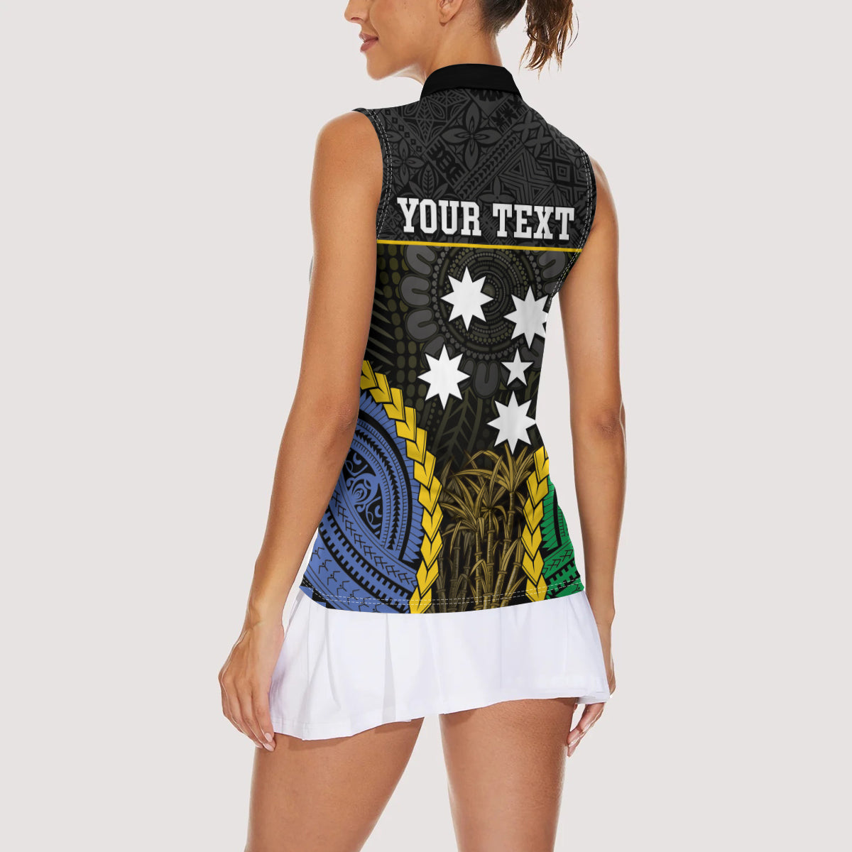 Personalised South Sea Islanders And Fiji Women Sleeveless Polo Shirt Kanakas Fijian Tapa Pattern LT05 - Polynesian Pride