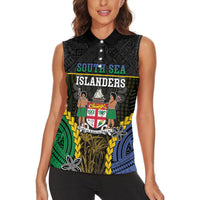 Personalised South Sea Islanders And Fiji Women Sleeveless Polo Shirt Kanakas Fijian Tapa Pattern LT05 - Polynesian Pride