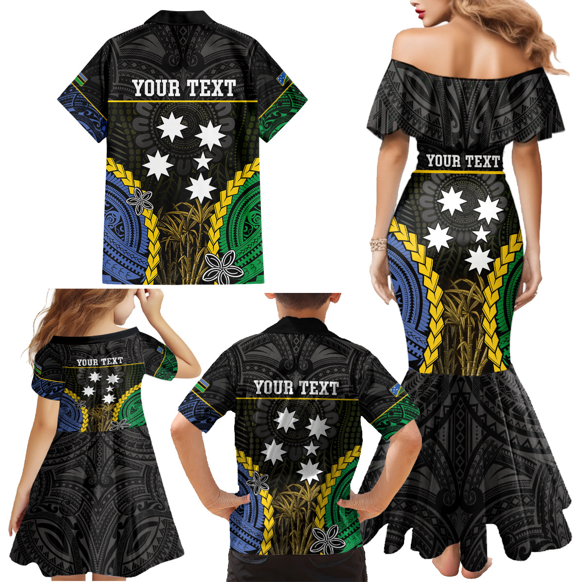 Personalised South Sea Islanders And Solomon Islands Family Matching Mermaid Dress and Hawaiian Shirt Kanakas Polynesian Pattern LT05 - Polynesian Pride
