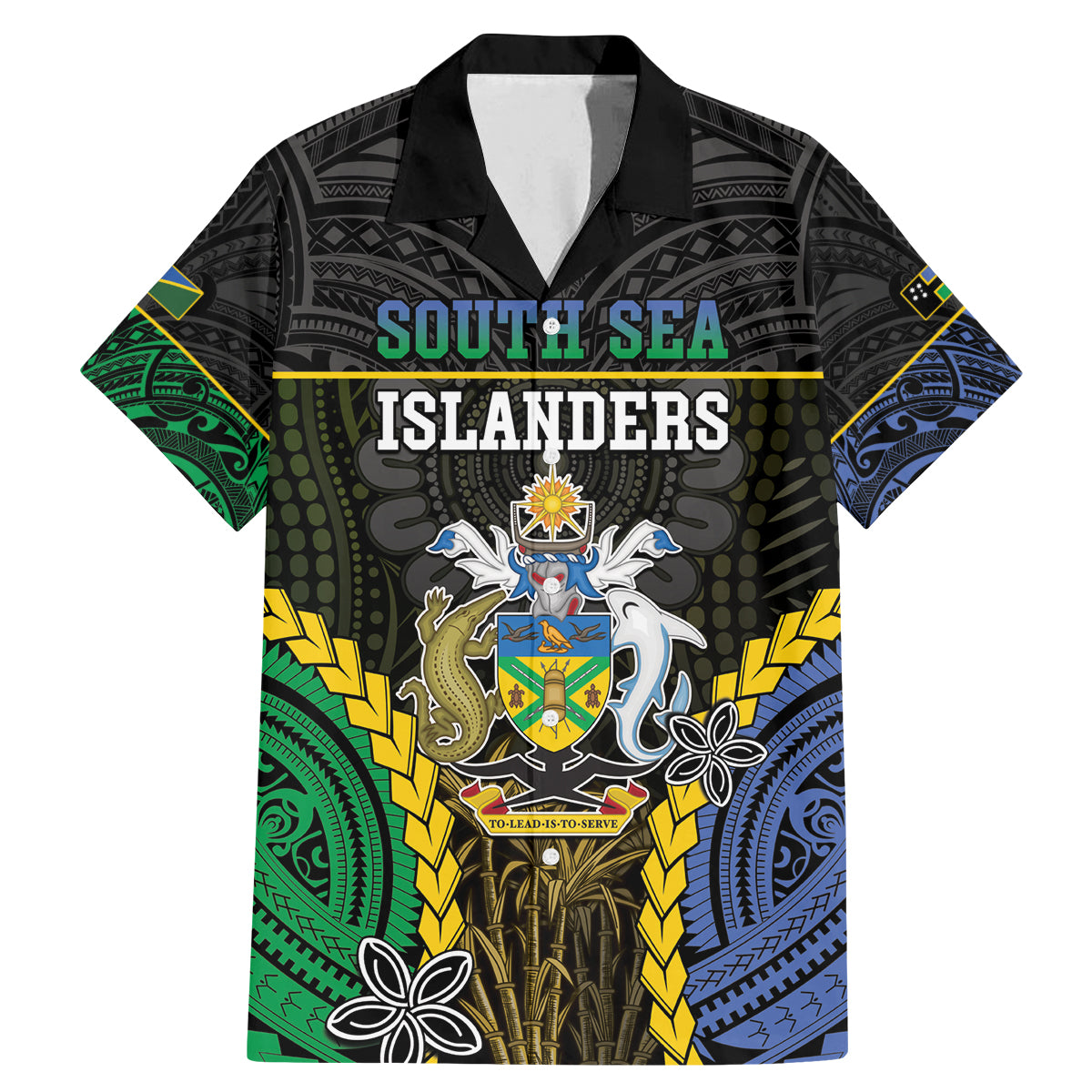 Personalised South Sea Islanders And Solomon Islands Family Matching Mermaid Dress and Hawaiian Shirt Kanakas Polynesian Pattern LT05 Dad's Shirt - Short Sleeve Black - Polynesian Pride