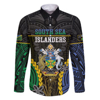 Personalised South Sea Islanders And Solomon Islands Family Matching Off Shoulder Maxi Dress and Hawaiian Shirt Kanakas Polynesian Pattern LT05 Dad's Shirt - Long Sleeve Black - Polynesian Pride