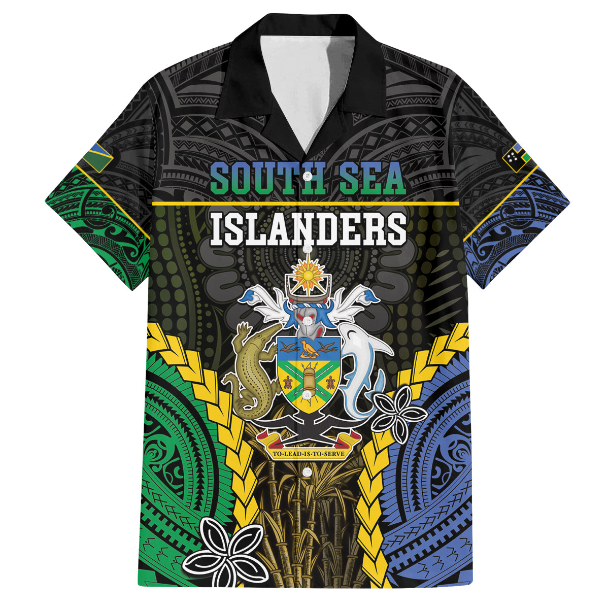 Personalised South Sea Islanders And Solomon Islands Family Matching Off Shoulder Short Dress and Hawaiian Shirt Kanakas Polynesian Pattern LT05 Dad's Shirt - Short Sleeve Black - Polynesian Pride