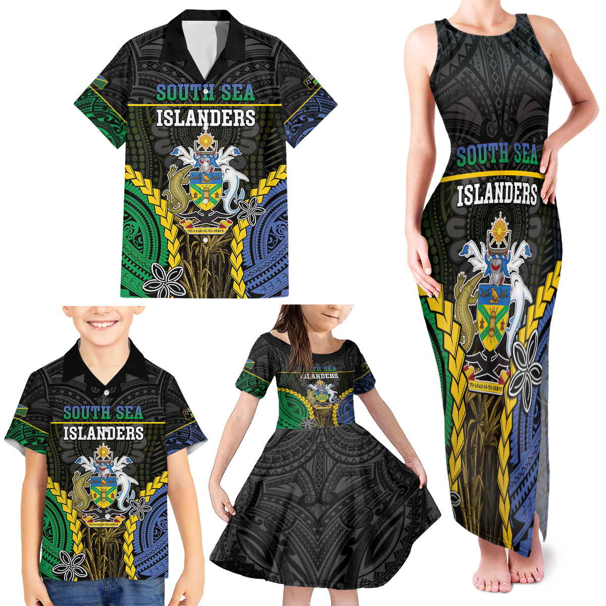 Personalised South Sea Islanders And Solomon Islands Family Matching Tank Maxi Dress and Hawaiian Shirt Kanakas Polynesian Pattern LT05 - Polynesian Pride