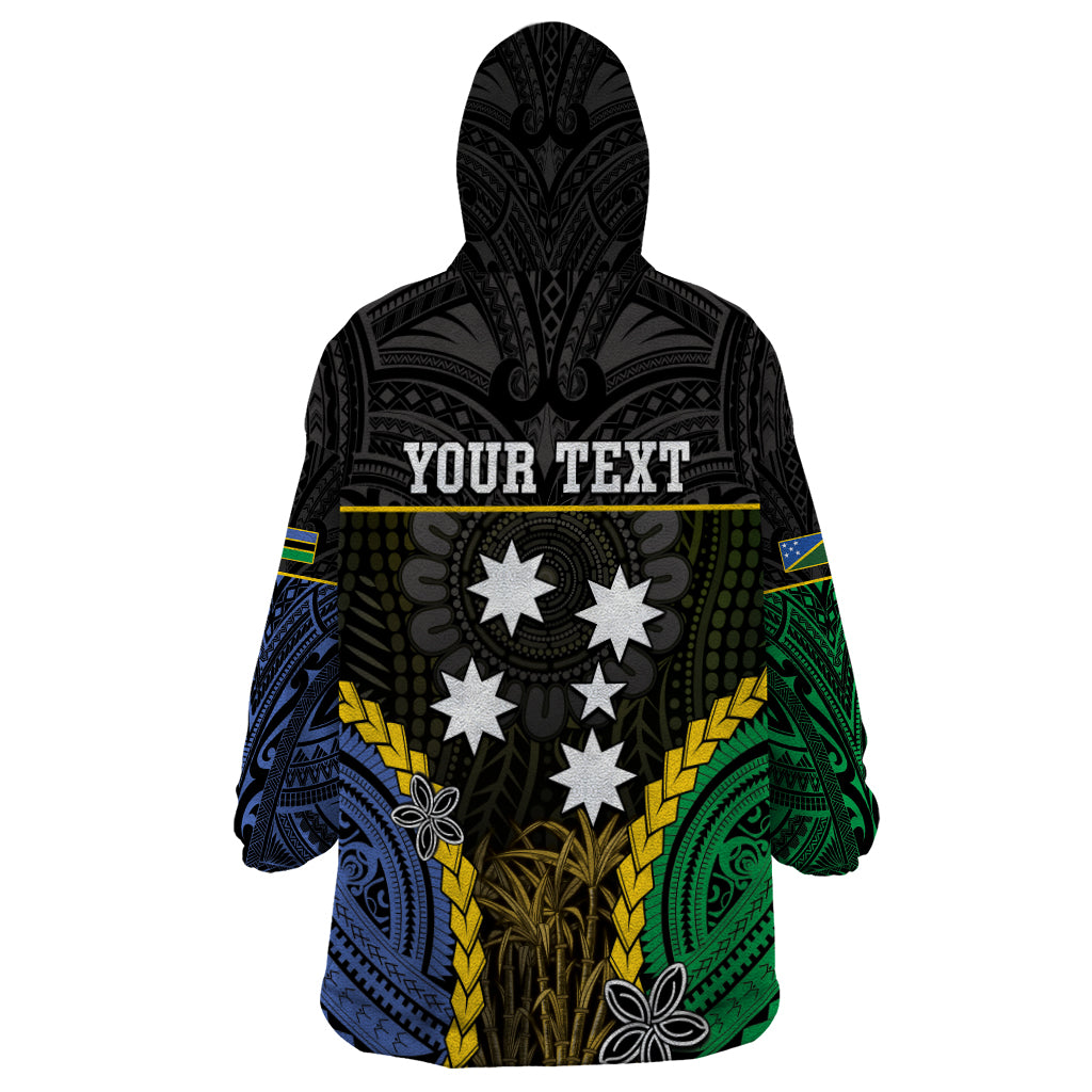 Personalised South Sea Islanders And Solomon Islands Wearable Blanket Hoodie Kanakas Polynesian Pattern