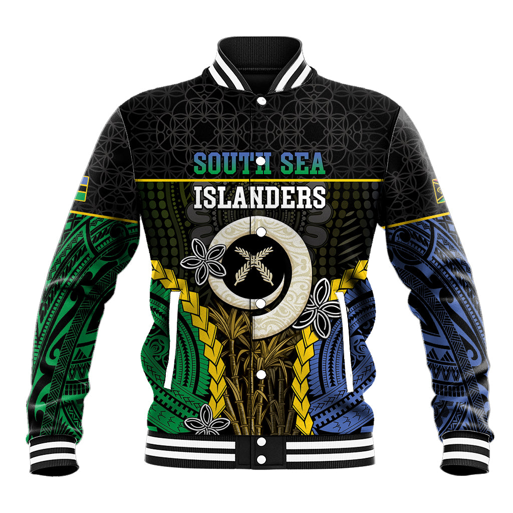 Personalised South Sea Islanders And Vanuatu Baseball Jacket Kanakas Sand Drawing Pattern