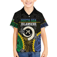 Personalised South Sea Islanders And Vanuatu Family Matching Long Sleeve Bodycon Dress and Hawaiian Shirt Kanakas Sand Drawing Pattern LT05 Son's Shirt Black - Polynesian Pride