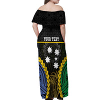 Personalised South Sea Islanders And Vanuatu Family Matching Off Shoulder Maxi Dress and Hawaiian Shirt Kanakas Sand Drawing Pattern