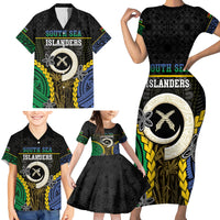Personalised South Sea Islanders And Vanuatu Family Matching Short Sleeve Bodycon Dress and Hawaiian Shirt Kanakas Sand Drawing Pattern LT05 - Polynesian Pride
