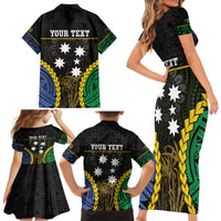 Personalised South Sea Islanders And Vanuatu Family Matching Short Sleeve Bodycon Dress and Hawaiian Shirt Kanakas Sand Drawing Pattern LT05 - Polynesian Pride